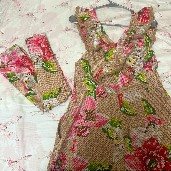 NWOT FARM Rio Womens Floral Open Crossed Back Strap Frills Romper - S - Picture 15 of 16